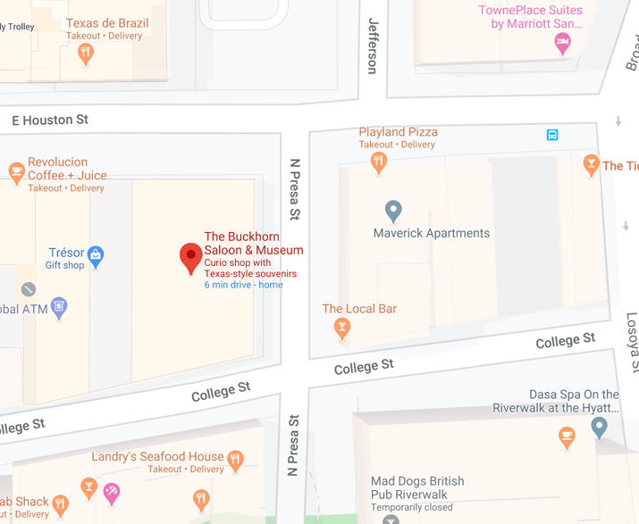 Map showing The Buckhorn Museum location